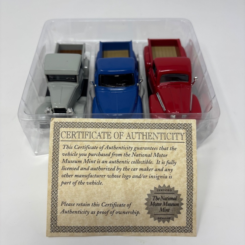 National Motor Museum Mint Ford Pickup Truck Set of 3 Diecast 1:43 Scale COA